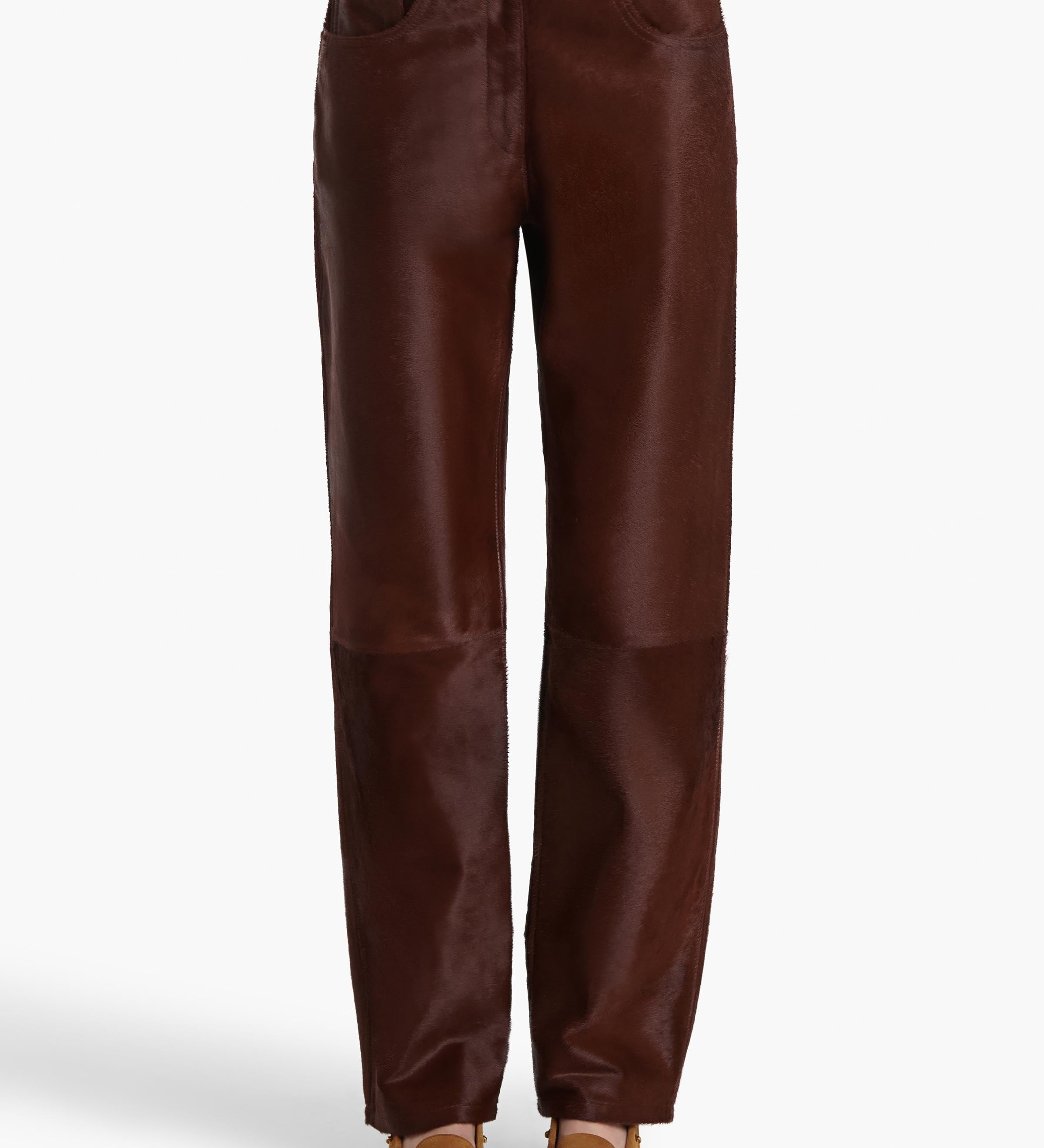 Khaite - Callum Pant in Bordeaux Haircalf