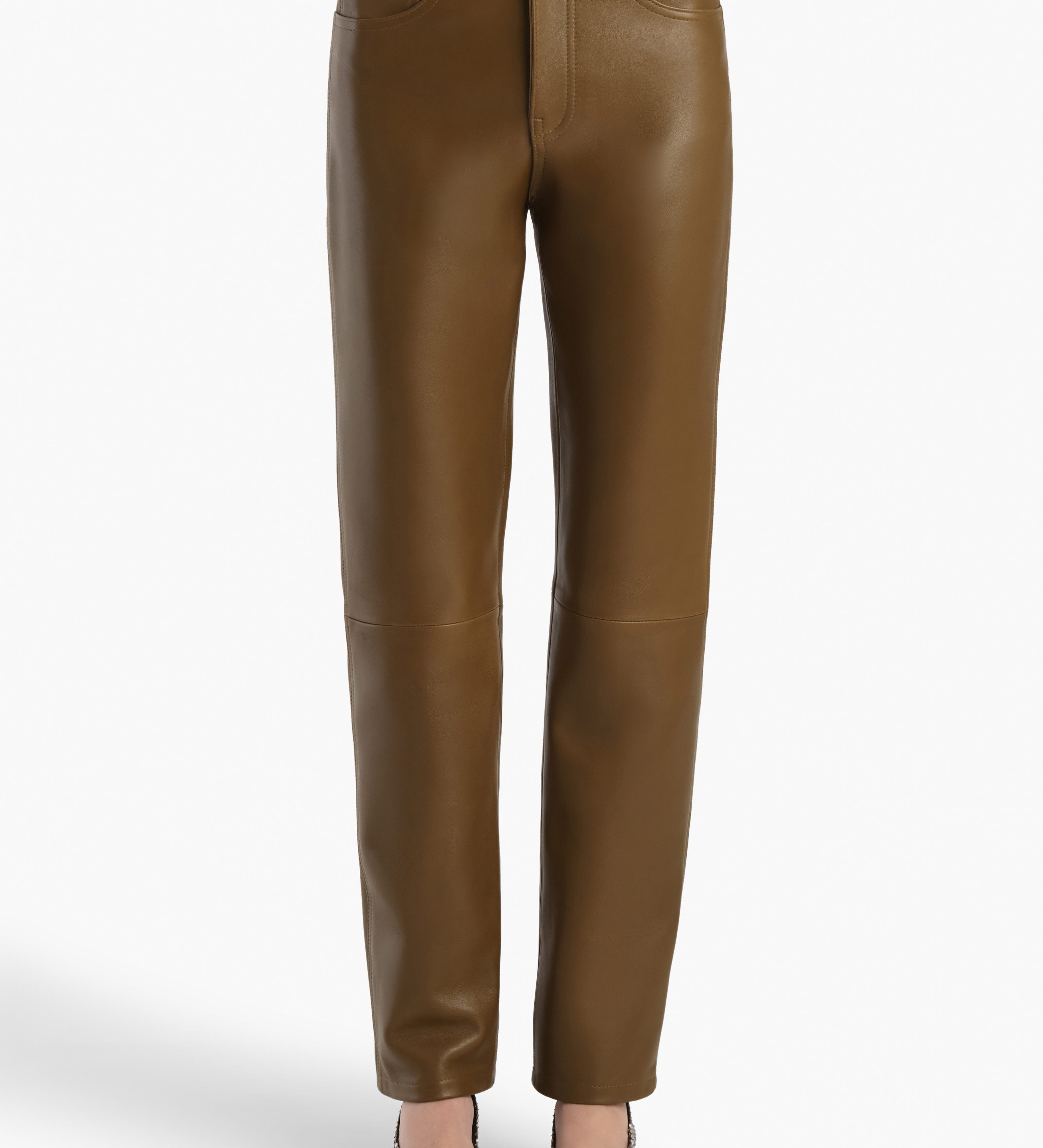 Khaite - Callum Pant in Dark Olive Leather