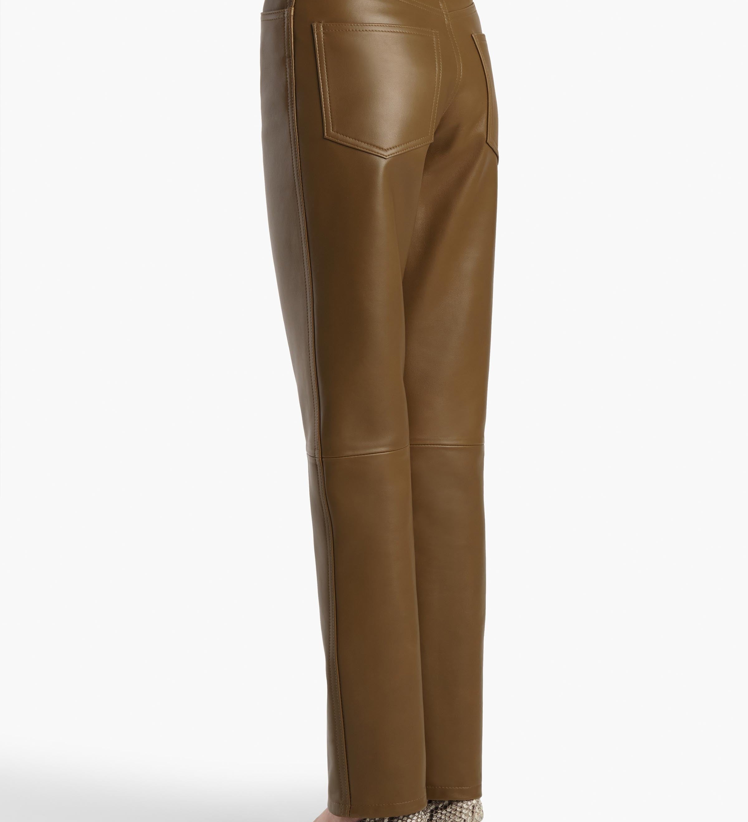 Khaite - Callum Pant in Dark Olive Leather