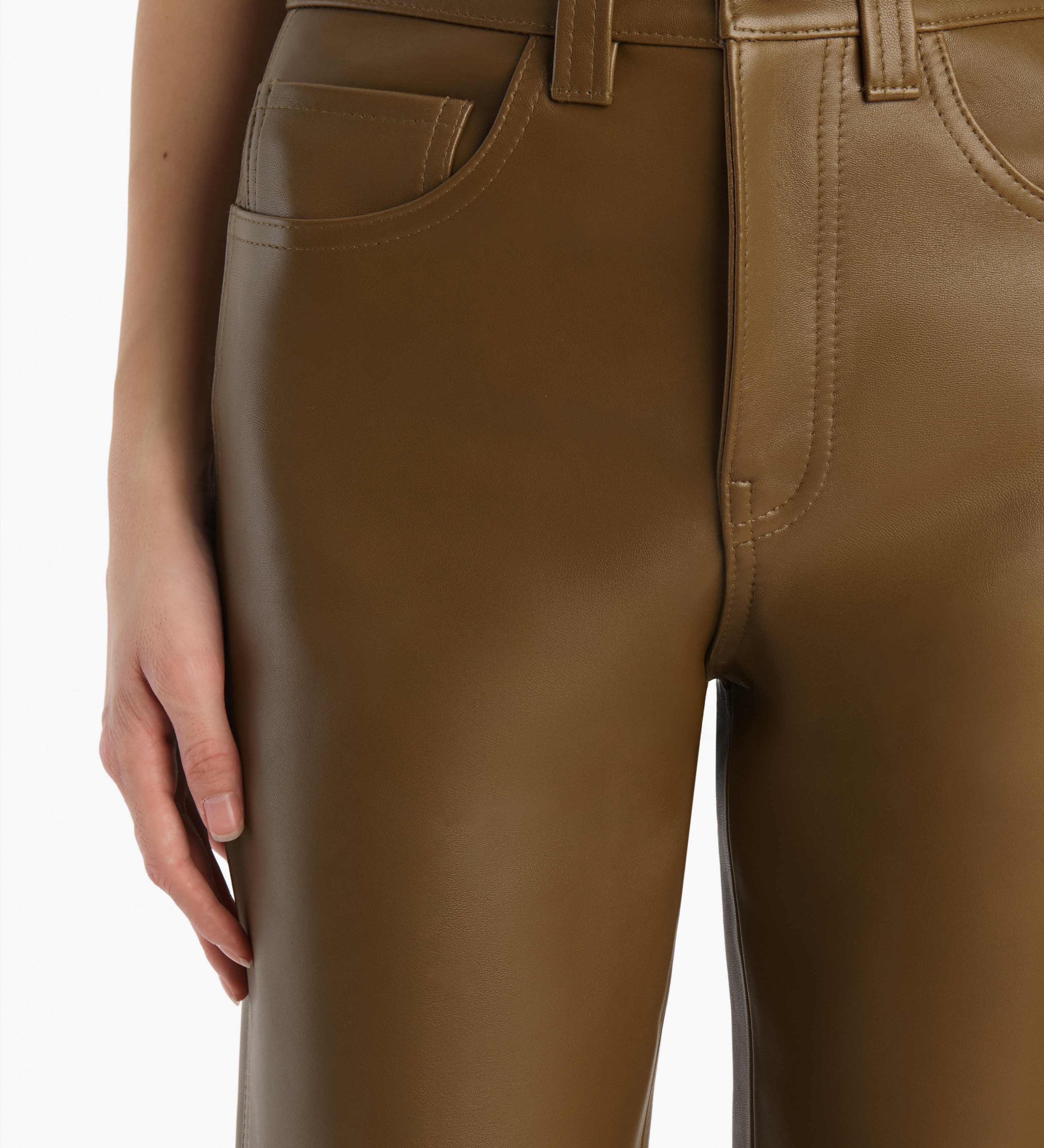 Khaite - Callum Pant in Dark Olive Leather