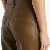 Khaite - Callum Pant in Dark Olive Leather