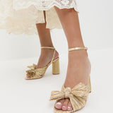 Loeffler Randall - Camellia Gold Pleated Bow Heel