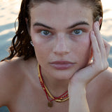 Dorsey - CORTE BEAD AND PAVÉ PENDANT NECKLACE IN CORAIL, 18K GOLD VERMEIL