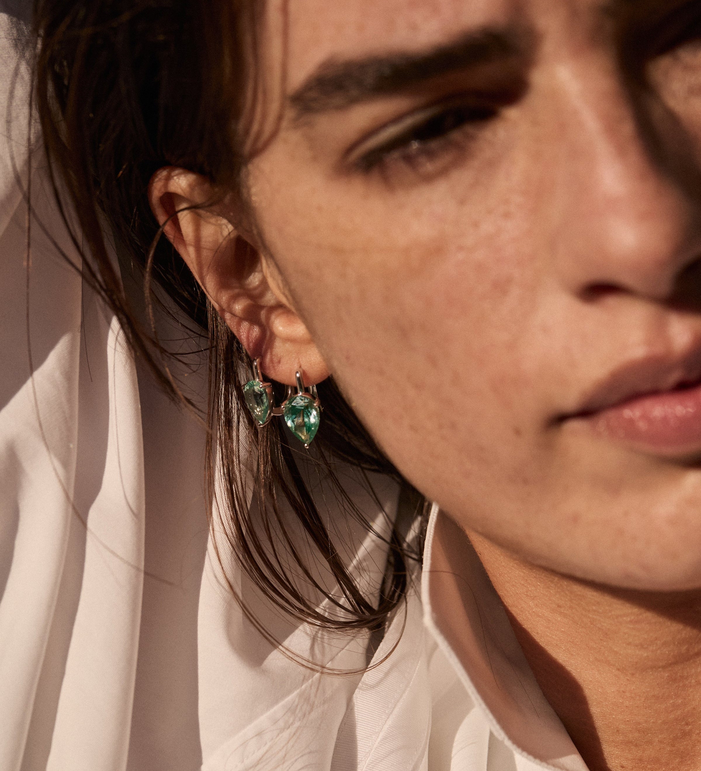 Dorsey - PORTER PEAR - CUT EARRINGS IN NANO AZURE, STERLING SILVER