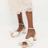 Loeffler Randall - Carmen Cream Moiré Bow Sandal