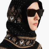 Khaite - Caspian Balaclava in Black and Camel Multi