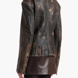 Khaite - Catalina Jacket in Black and Natural Distressed Leather