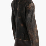 Khaite - Catalina Jacket in Black and Natural Distressed Leather