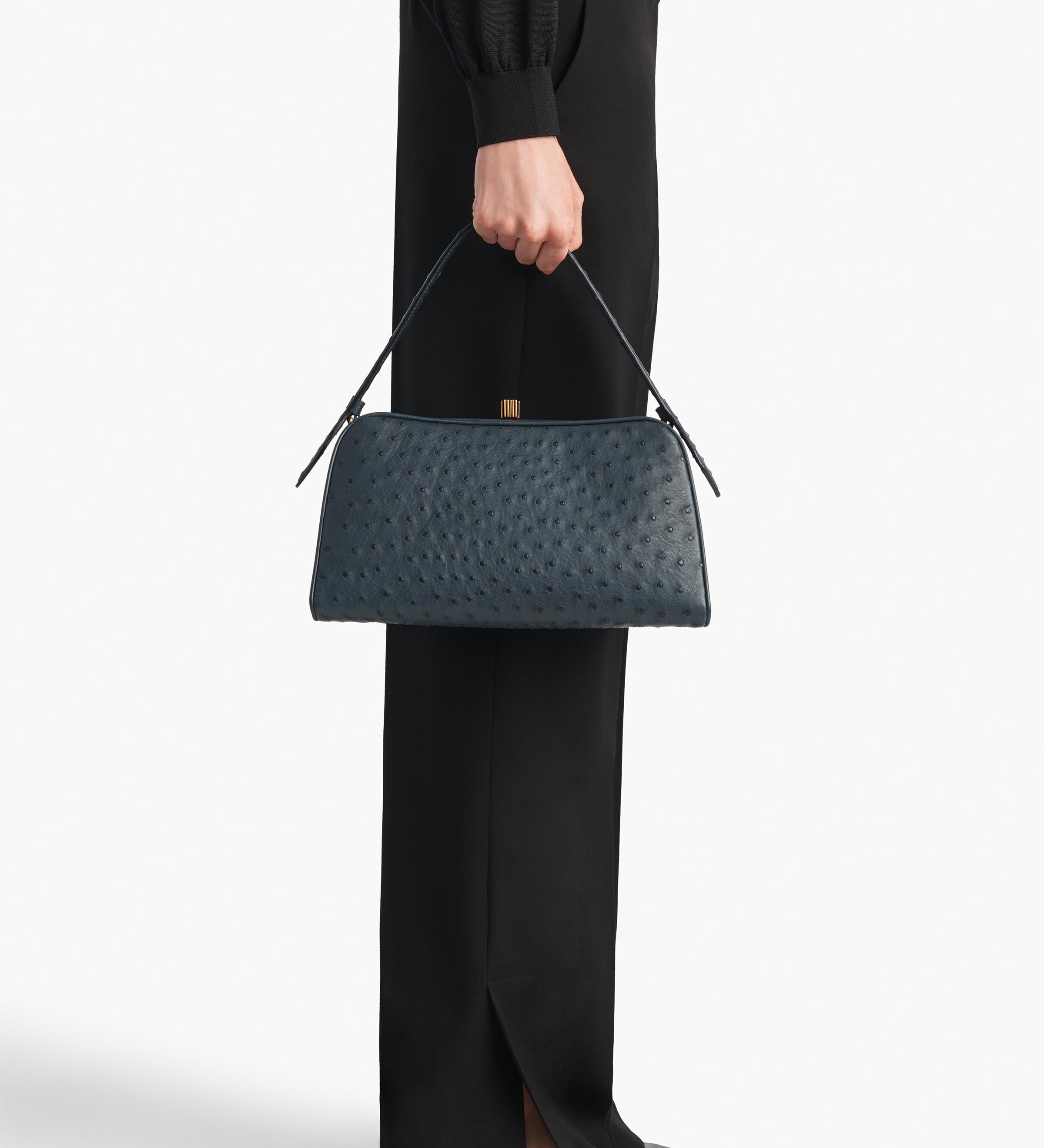 Khaite - Cate Handbag in Midnight Navy Ostrich