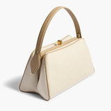 Khaite - Cate Bag in Toffee Leather and Natural Canvas