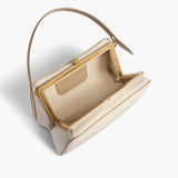 Khaite - Cate Bag in Toffee Leather and Natural Canvas