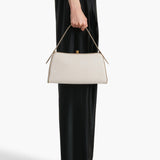 Khaite - Cate Bag in Toffee Leather and Natural Canvas