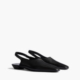 Khaite - Cecilia Slingback Flat in Black Pebbled Leather