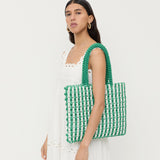 Loeffler Randall - Celia White/Green Stripe Tote Bag