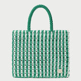 Loeffler Randall - Celia White/Green Stripe Tote Bag