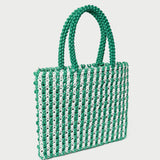 Loeffler Randall - Celia White/Green Stripe Tote Bag