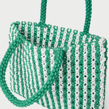 Loeffler Randall - Celia White/Green Stripe Tote Bag