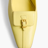 Khaite - Celia Pocket Pump in Pale Yellow Vintage Calf Leather