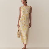 DÔEN - CHANDRA DRESS -- CITRON ANEMONE BLOOM