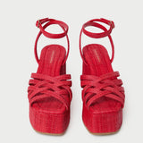 Loeffler Randall - Channing Red Raffia Platform Sandal