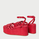 Loeffler Randall - Channing Red Raffia Platform Sandal