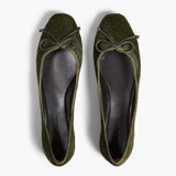 Khaite - Charlotte Ballerina Flat in Racing Green Haircalf