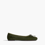 Khaite - Charlotte Ballerina Flat in Racing Green Haircalf