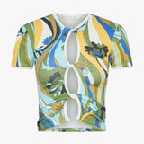 Christopher Esber - Acidic Floral Open Twist Tee