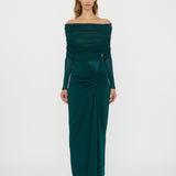 Christopher Esber - Sonora Veiled Long Sleeve Ruched Dress