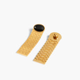 Khaite - Chronos Earrings in Black and Gold