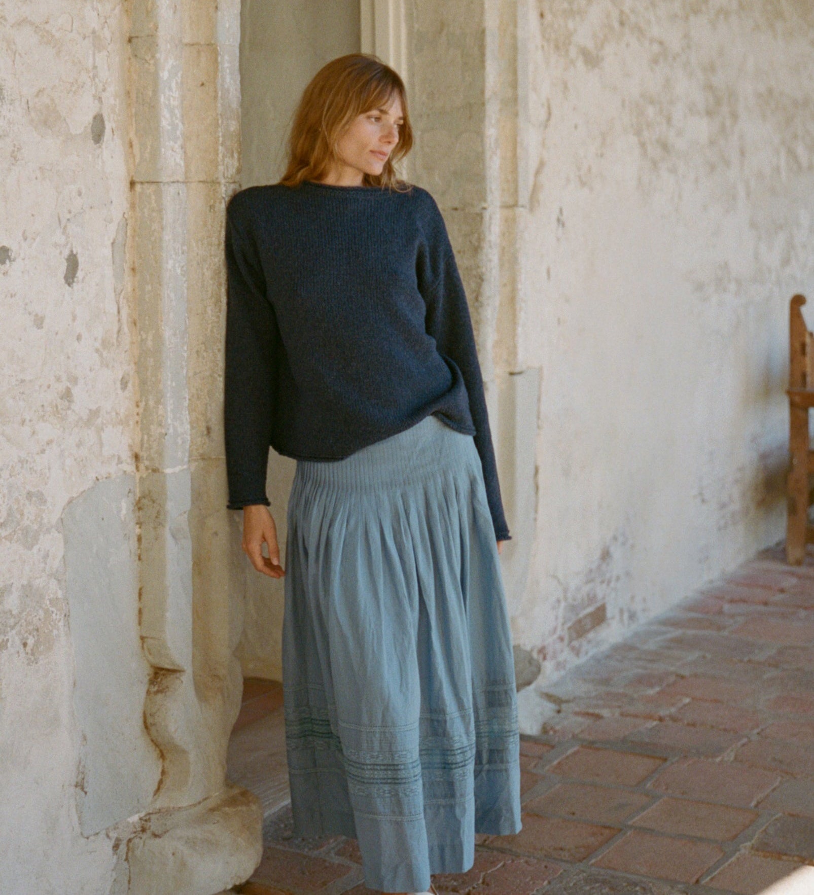 Ciao Lucia - Enika Slate Cotton Voile Skirt