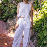 Ciao Lucia - Vera White Floral Embroidered Cotton Voile Pant
