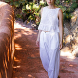 Ciao Lucia - Vera White Floral Embroidered Cotton Voile Pant