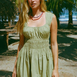 Ciao Lucia - Abella Khaki Washed Cotton Poplin Dress