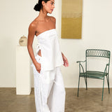 Ciao Lucia - Sebastian White Embroidered Linen Top