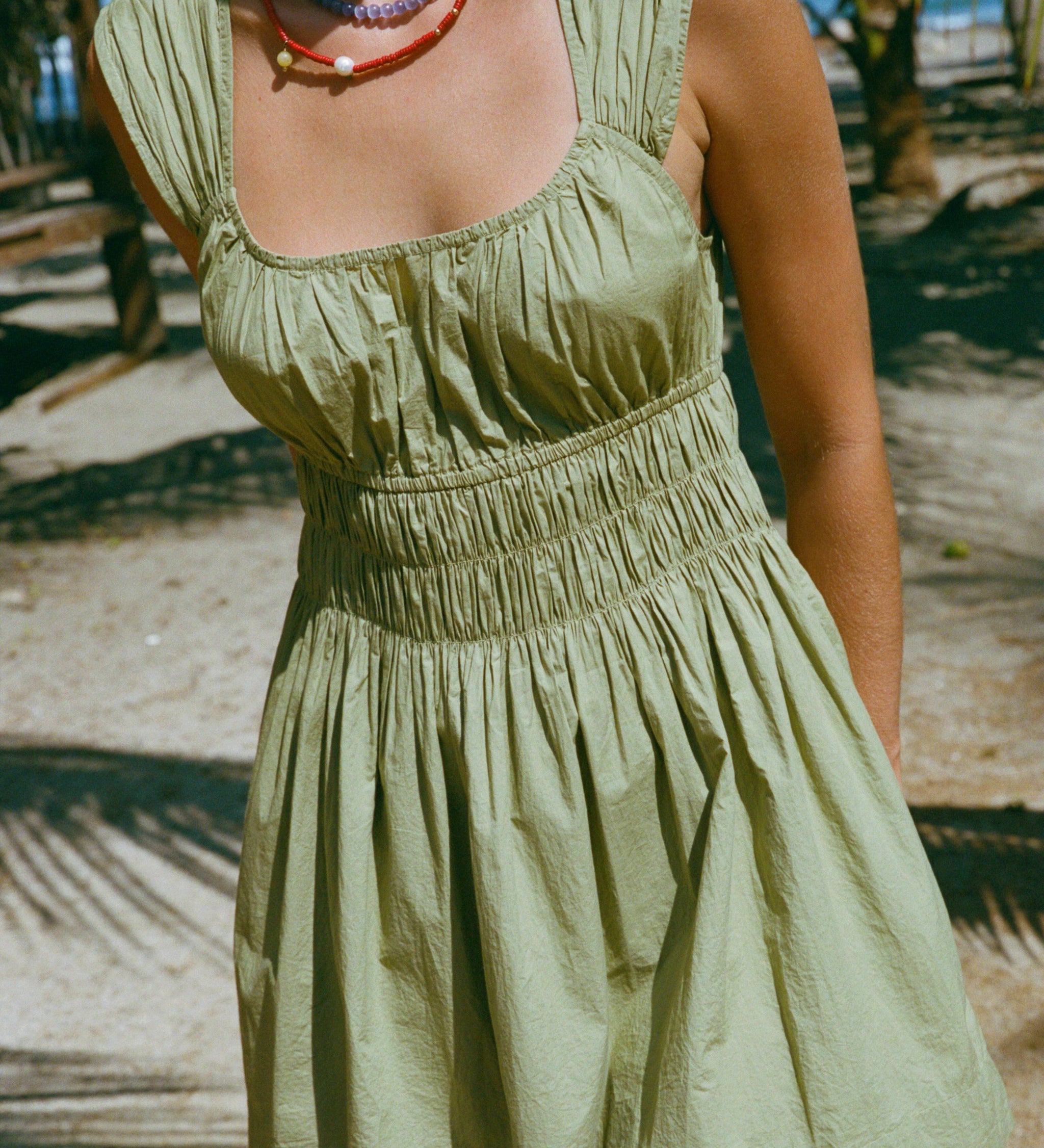 Ciao Lucia - Abella Khaki Washed Cotton Poplin Dress