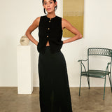 Ciao Lucia - Borgia Black Linen Skirt