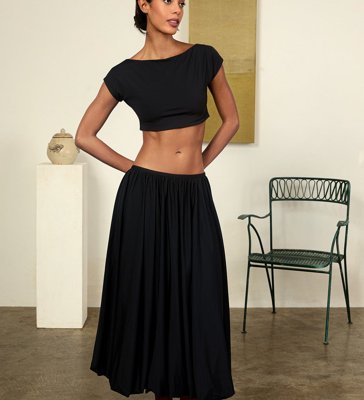 Ciao Lucia - Razza Black Jersey Crop Top