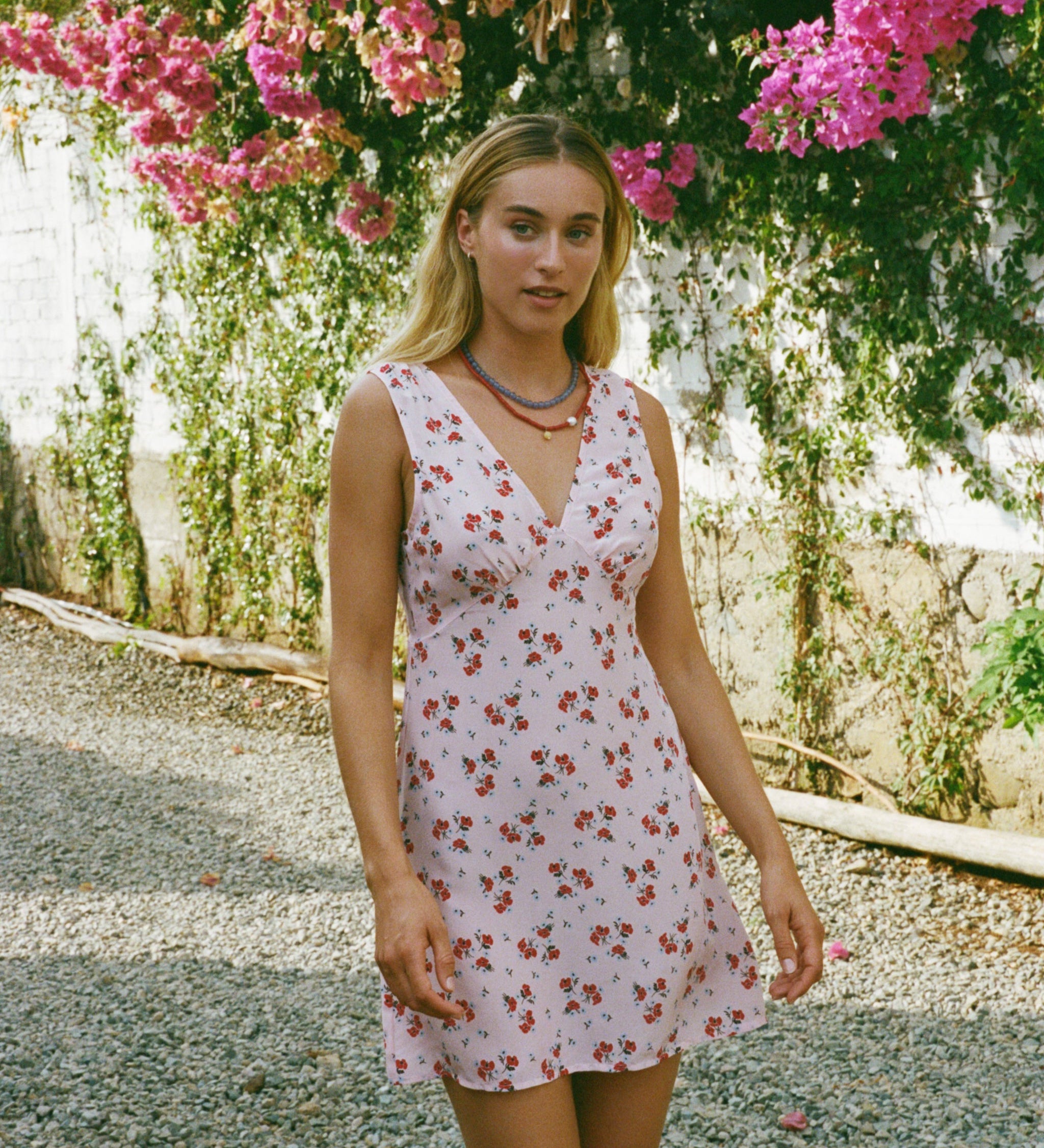Ciao Lucia - Castelo Geranium Print Silk Mini Dress