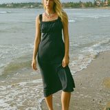 Ciao Lucia - Fiore Navy Pin Dot Silky Midi Dress