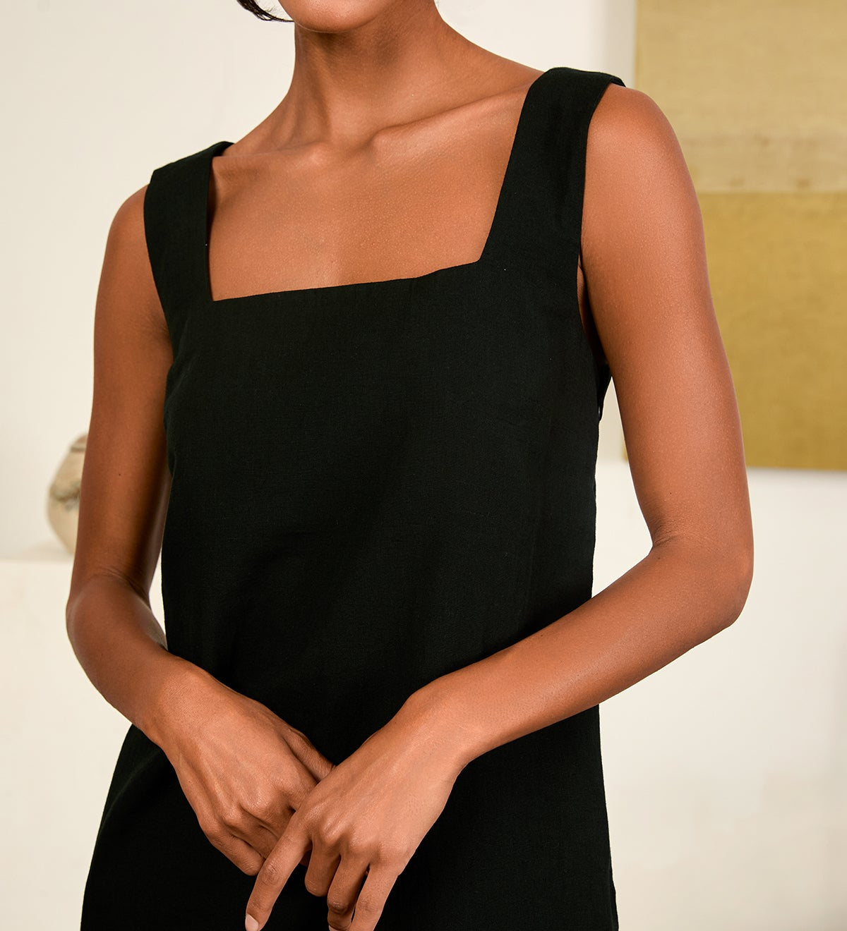 Ciao Lucia - Salone Black Linen Maxi Dress