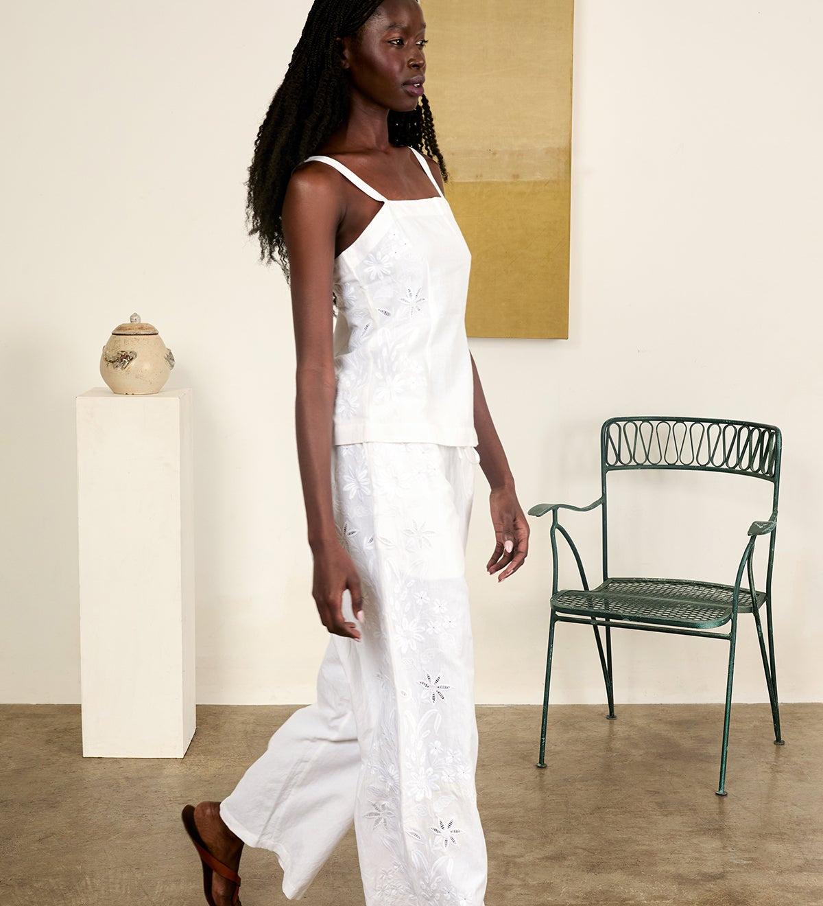 Ciao Lucia - Ipanema White Embroidered Linen Top