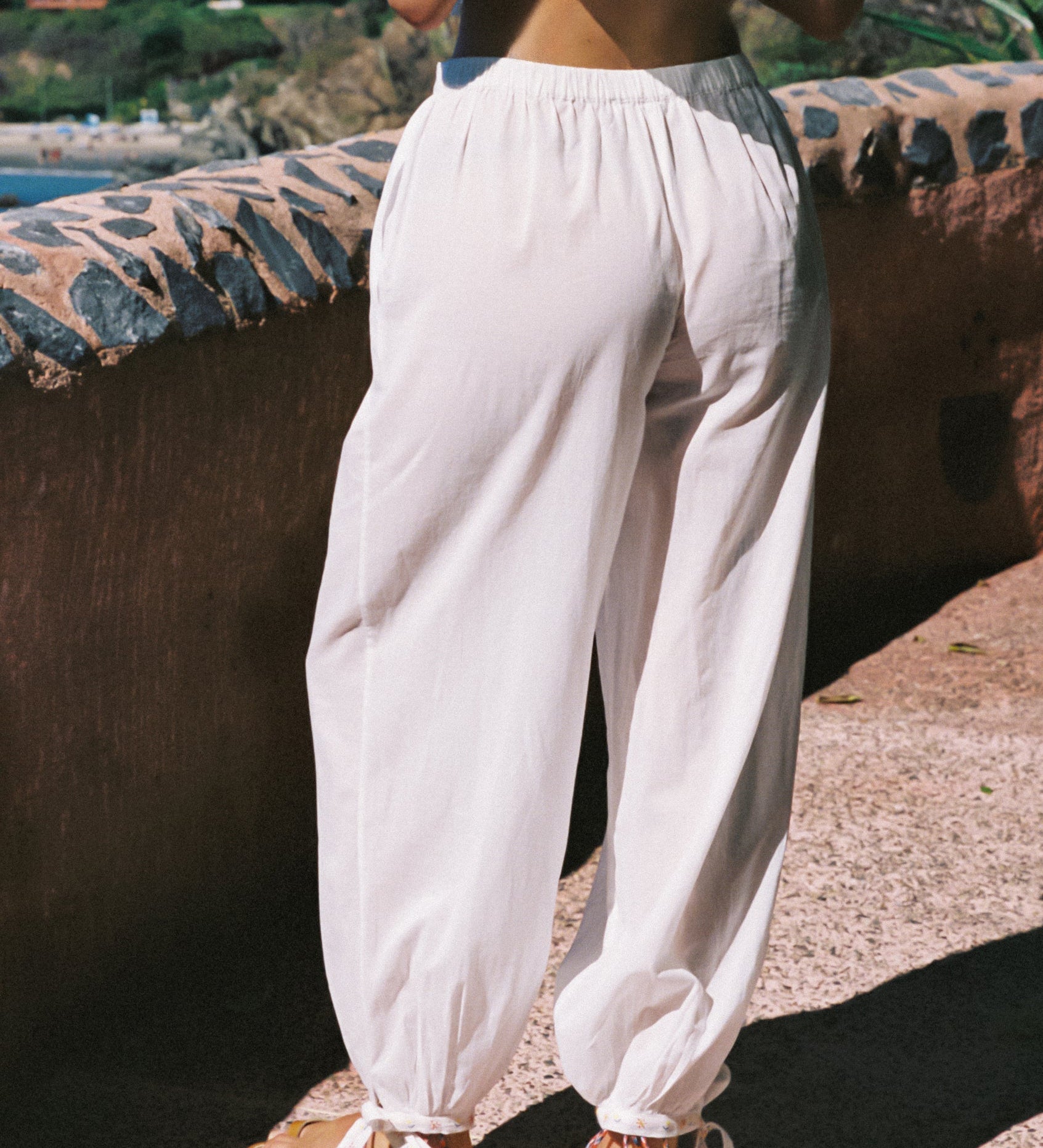 Ciao Lucia - Vera White Floral Embroidered Cotton Voile Pant