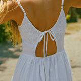 Ciao Lucia - Neroni White Floral Embroidered Linen Dress