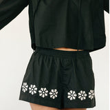 Ciao Lucia - Samaya Black Embroidered Cotton Voile Short