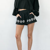 Ciao Lucia - Salm Black Embroidered Cotton Voile Top