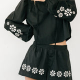 Ciao Lucia - Samaya Black Embroidered Cotton Voile Short