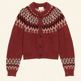 DÔEN - CLARKE CARDIGAN -- BURGUNDY OLYMPIA FAIR ISLE
