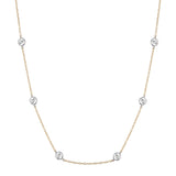 Dorsey - CLEMENCE, LAB WHITE SAPPHIRE 8 STONE TWO-TONE STRAND NECKLACE, GOLD AND SILVER