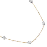 Dorsey - CLEMENCE, LAB WHITE SAPPHIRE 8 STONE TWO-TONE STRAND NECKLACE, GOLD AND SILVER